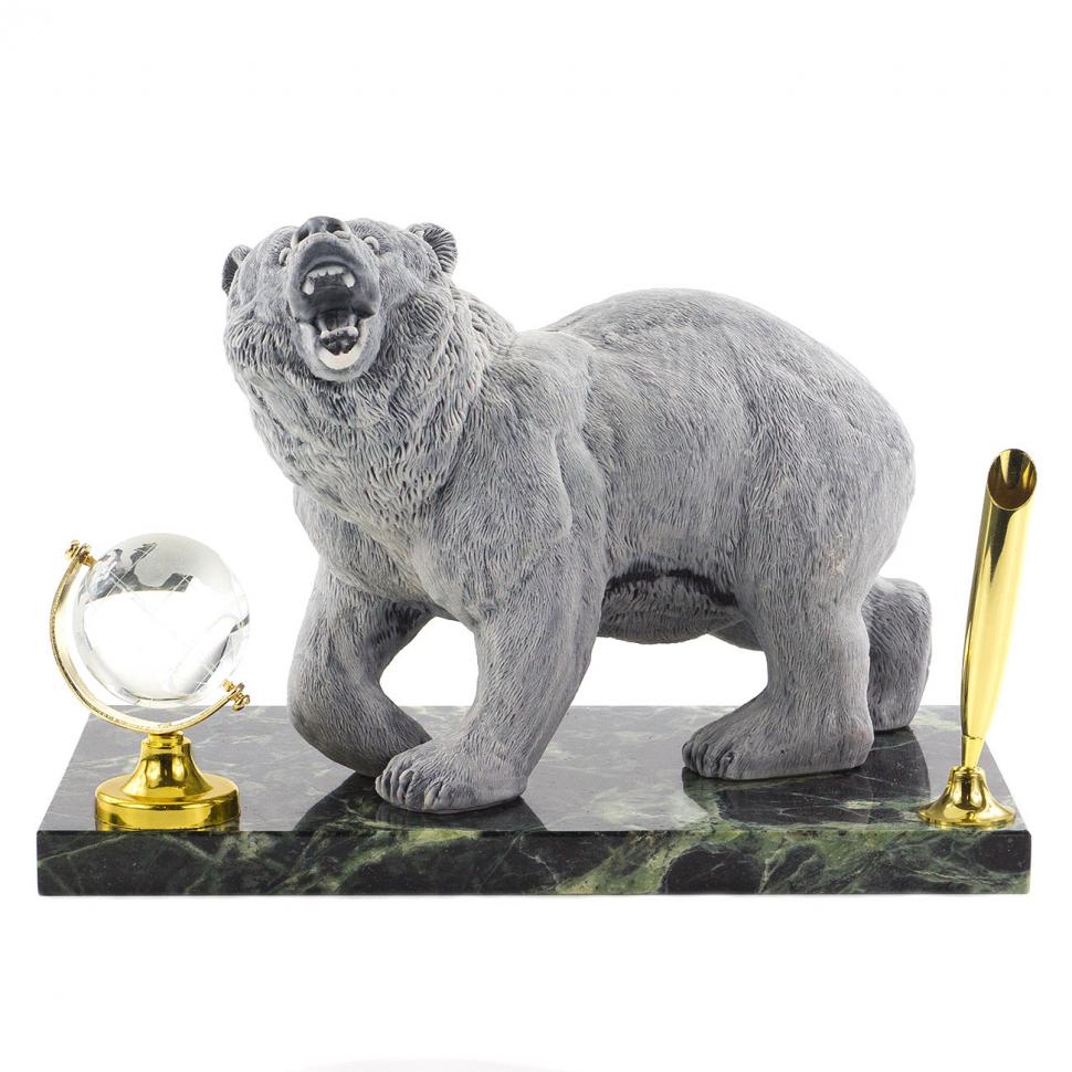 Подставка под ручку "Медведь" змеевик мрамолит фото 1 — 