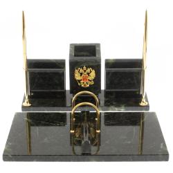 Письменный набор &quot;Менеджер&quot; шабровский змеевик с гербом РФ — 