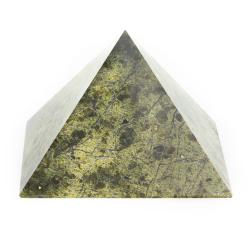 Пирамида 9х9х7 см камень змеевик светлый — 