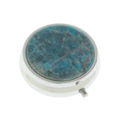 Таблетница на 3 отсека камень голубой апатит цвет серебро — 