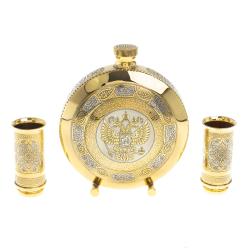 Фляжка с двумя стопками для водки &quot;Герб&quot; Златоуст — 