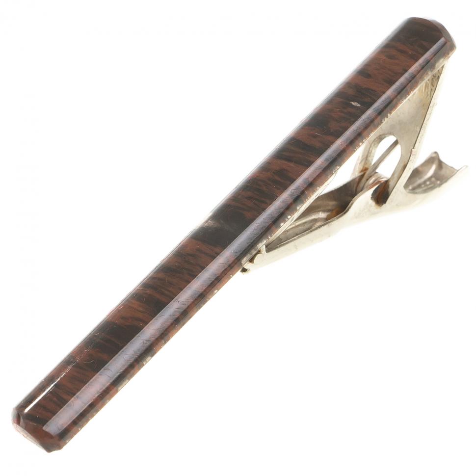 Зажим для галстука с камнем обсидиан фото 1 — 