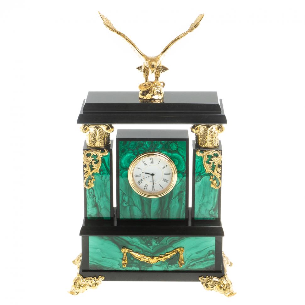 Часы из малахита "Орел" фото 1 — 