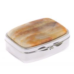 Таблетница на 2 отделения камень шайтанский переливт цвет серебро — 