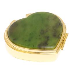 Таблетница &quot;Сердце&quot; на 3 отделения камень нефрит цвет золото — 