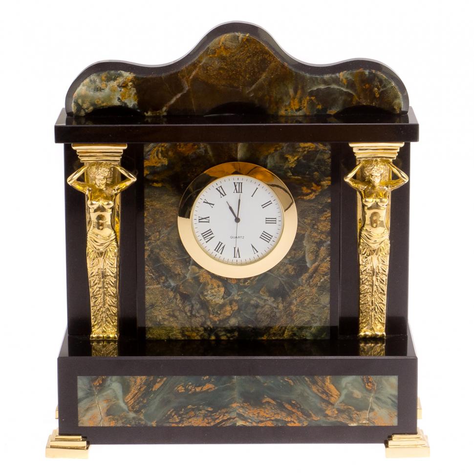 Часы "Кариатида" бронза долерит офиокальцит фото 1 — 