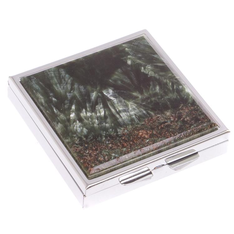 Таблетница на 4 отделения камень серафинит цвет серебро фото 1 — 