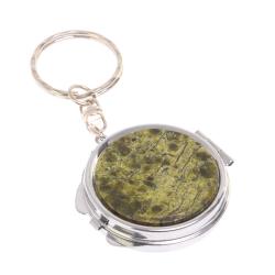 Складное зеркало брелок из змеевика круглое — 