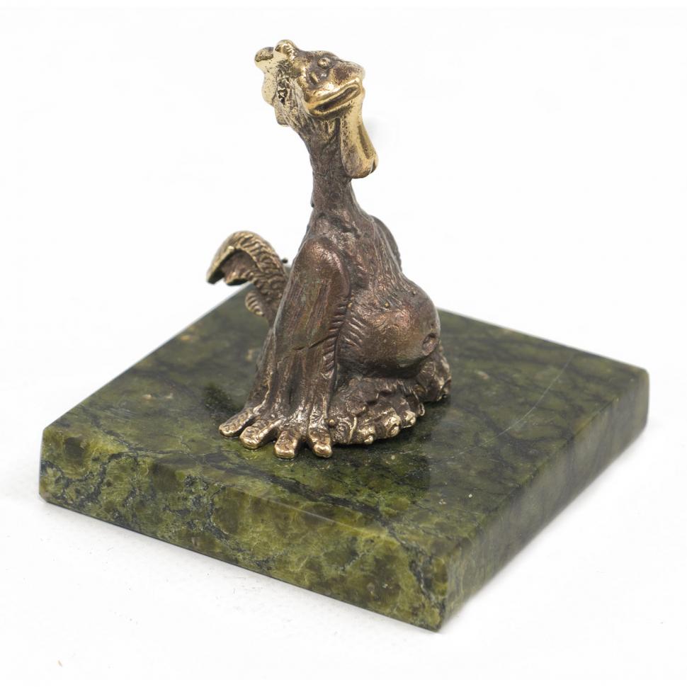 Статуэтка "Петух обжора" бронза змеевик фото 1 — 