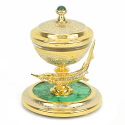 Икорница из малахита &quot;Стерлядка&quot; Златоуст — 