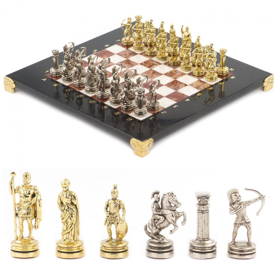 Шахматы "Лучники" доска 28х28 см мрамор лемезит фото 1 — 