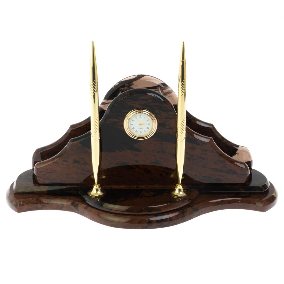 Настольный набор "Волна" из коричневого обсидиана фото 1 — 