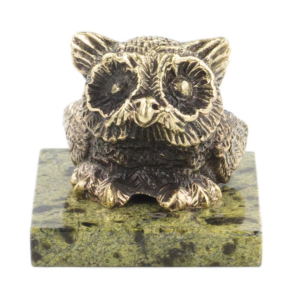 Статуэтка "Филин" бронза змеевик фото 1 — 
