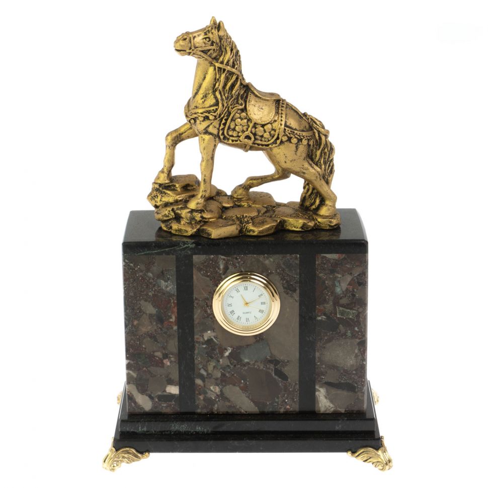 Часы "Конь в сбруе" из конгломерата фото 1 — 