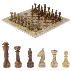 Каменные шахматы &quot;Дебют&quot; 38х38 см оникс ракушечник — 