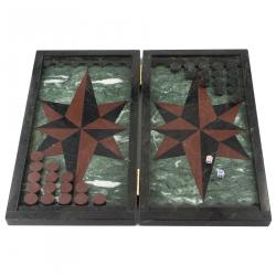 Подарочные нарды из камня &quot;Звезда&quot; змеевик и лемезит — 