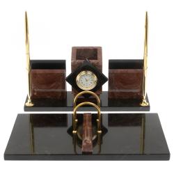 Письменный прибор &quot;Менеджер&quot; с часами камень лемезит — 