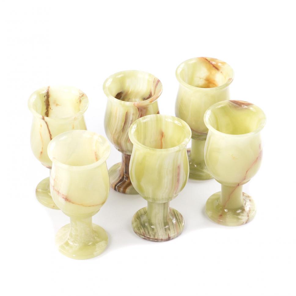 Набор фужеров 6 шт из камня оникс 130 мл 6х12 см в коробке фото 1 — 