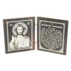 Икона складная &quot;Спаситель&quot; камень обсидиан — 