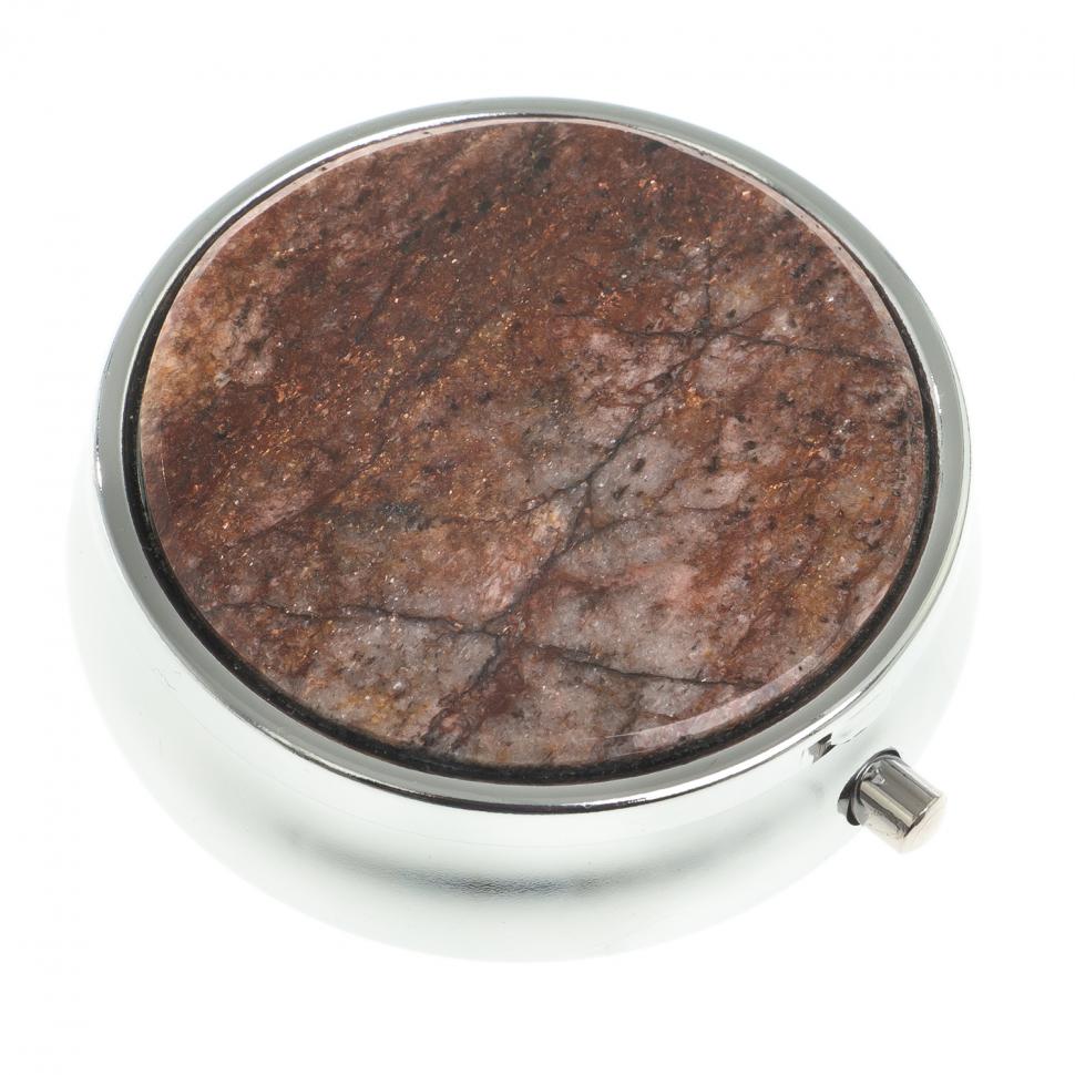 Таблетница на 3 отсека камень авантюрин цвет серебро фото 1 — 