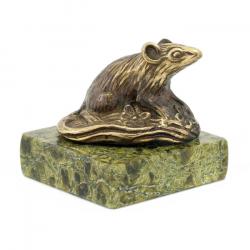 Статуэтка &quot;Крыса на полене&quot; бронза змеевик — 
