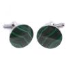 Запонки круглые камень малахит фото 1 — 