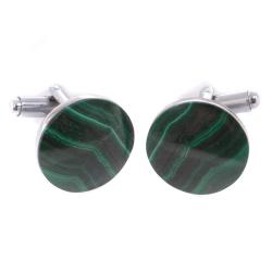 Запонки круглые камень малахит — 