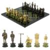 Шахматы подарочные "Железнодорожники" из бронзы и змеевика 48х48 см фото 1 — 