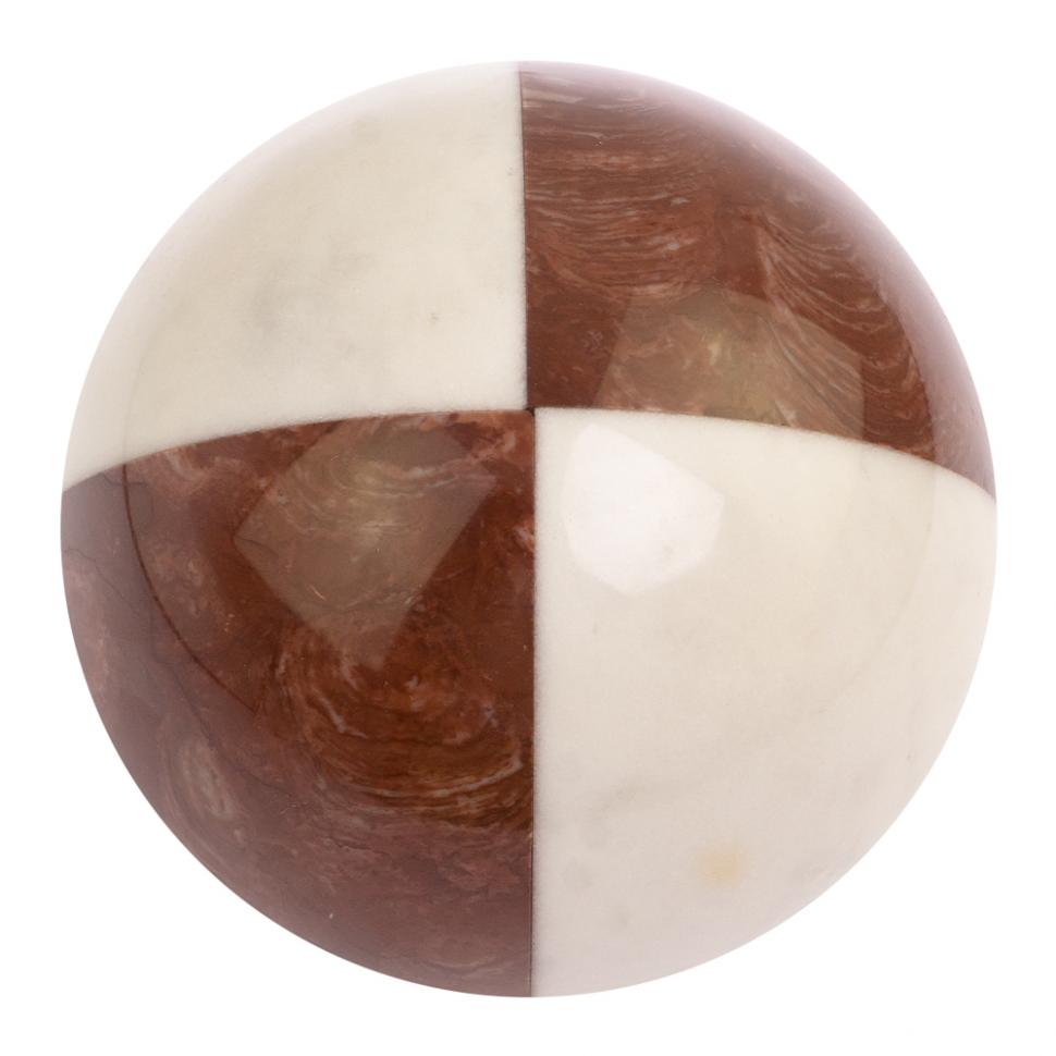 Шар комбинированный 12 см из лемезита и белого мрамора фото 1 — 