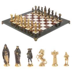 Шахматы &quot;Средневековье&quot; из мрамора и лемезита фигуры бронза 40х40 см — 