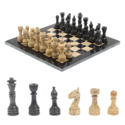 Каменные шахматы &quot;Дебют&quot;  доска 30х30 см мрамор ракушечник — 