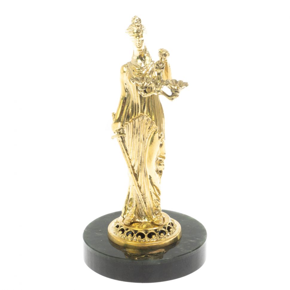 Статуэтка бронзовая "Фемида" на нефрите 7,5х7,5х14,5 см фото 1 — 