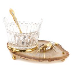 Икорница &quot;Рак&quot; агат бронза малая Златоуст — 