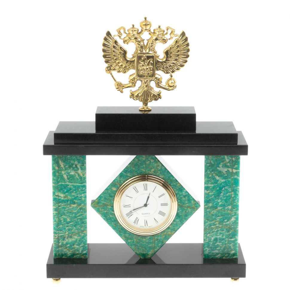 Часы "Герб" из камня амазонит фото 1 — 