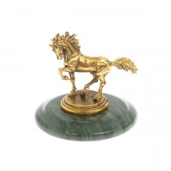 Статуэтка &quot;Лошадка&quot; на подставке из офиокальцита (металл) — 
