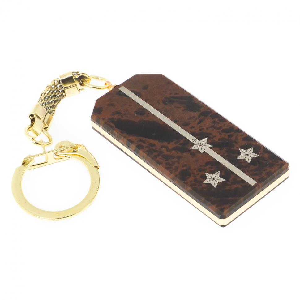 Брелок погон "Старший лейтенант" камень обсидиан фото 1 — 