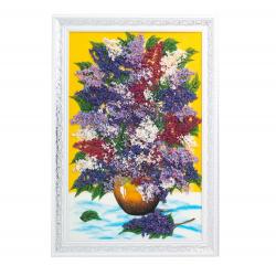 Картина из каменной крошки &quot;Сирень&quot; багет 49х69 см желтый фон — 