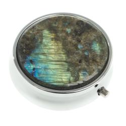 Таблетница с делителем на 3 отсека камень лабрадор цвет серебро — 