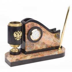 Письменный мини-набор из яшмы с гербом России — 