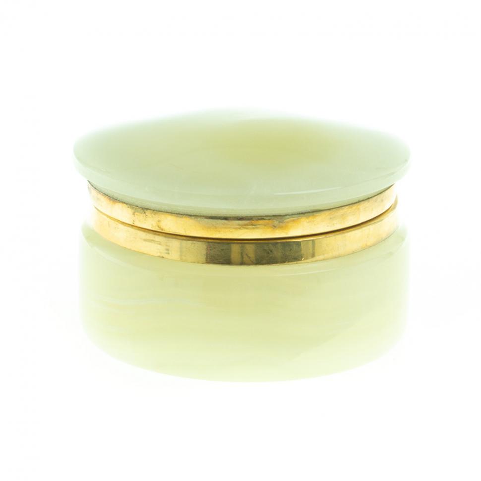 Шкатулка «Круглая» 7,6×5 см из натурального оникса для ювелирных украшений, бижутерии фото 1 — 