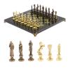 Шахматы "Ренессанс" доска 36х36 см змеевик фигуры цвет бронза-золото фото 1 — 