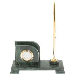 Настольная визитница &quot;Мини 1&quot; с подставкой под ручку из змеевика — 