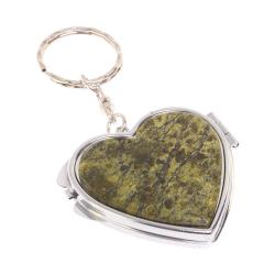 Складное зеркало брелок из змеевика сердце — 