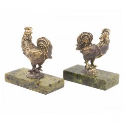 Статуэтка &quot;Курочка с повернутой головой&quot; бронза змеевик — 