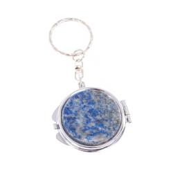 Складное зеркало брелок из афганского лазурита круглое — 