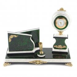 Набор с визитницей из зеленого змеевика — 