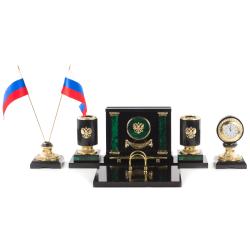 Письменный набор &quot;Герб Российской Федерации&quot; из малахита — 