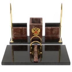 Письменный набор &quot;Менеджер&quot; из лемезита с гербом РФ — 