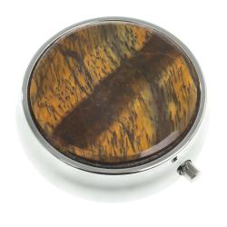 Таблетница на 3 отсека камень тигровый глаз цвет серебро — 