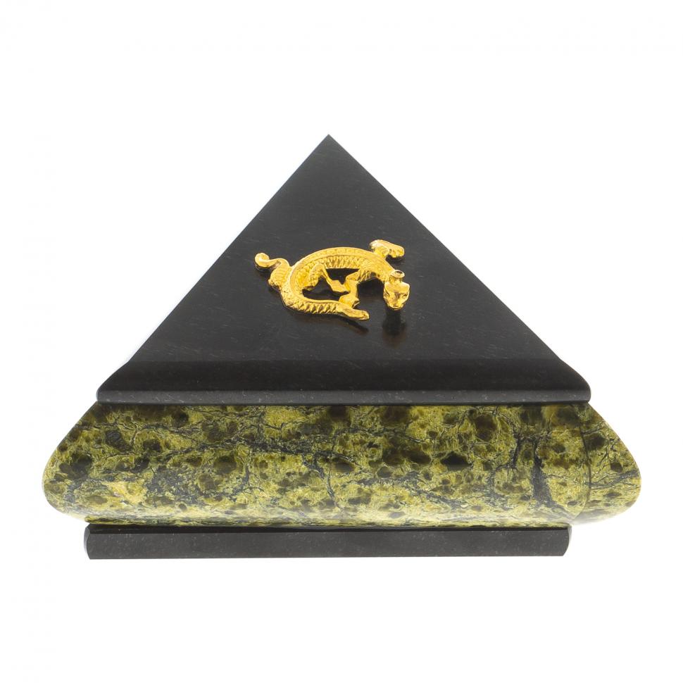 Шкатулка треугольная змеевик 10х9х6 см фото 1 — 